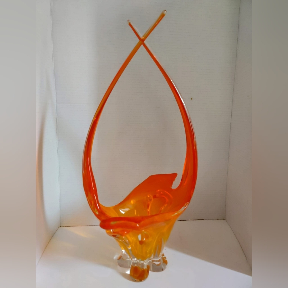 Elegant Orange Glass Sculpture